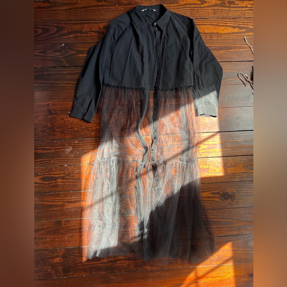 Zara Black Shirt/Jacket with Mesh/Tulle Skirt. US SIZE SMALL.
